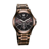 Titan Neo Splash Men's Multifunction Watch Brown Dial with Stainless Steel Band, 1698QM02