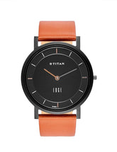 Titan Men's Edge Watch Analog, Black Dial With Brown Leather Strap, 1595NL03