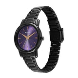Titan Women's Watch Analog Purple Dial with Black Stainless Steel Band, 2760NM01