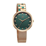 Fastrack Fleek Women's Watch Analog Green Dial with Rose Gold Stainless Steel Band, 6300WM02