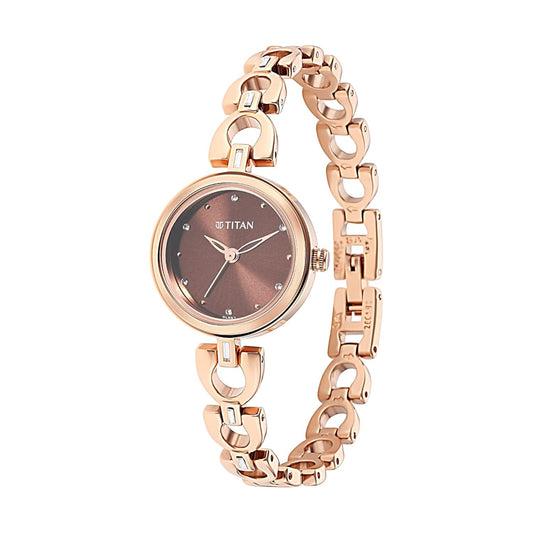 Titan Lagan Analog Women's Watch, Brown Dial Stainless Steel Strap Watch for Women, 2601WM04