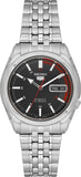 Seiko Men's Mechanical Watch Analog, Black Dial Silver Stainless Band, SNK375K