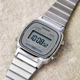 Casio Women's Watch Digital, Grey Dial Silver Stainless Steel Strap, LA670WA-7DF
