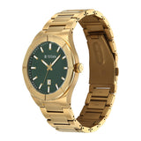 Titan Titan Men's Quartz Analog Watch, Green Dial, Gold Stainless Steel Strap, TI-90240YM02