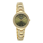 Titan Raga Spotlight Women's Quartz Analog Watch, Green Dial, Gold Metal Strap, TI-95428YM01