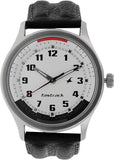 Fastrack Men's Watch Analog, White Dial Black Leather Strap, 3001SL01