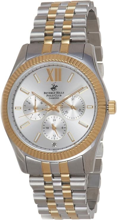 Beverly Hills Polo Club Women's Watch, Analog, Silver Dial,Gold & Silver Stainless Steel Strap, BP3082C.230