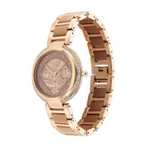 Titan Acetate Women's Multifunction Watch Analog Mother Of Pearl Dial with Two-Toned Band, 95187KD03