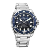 Titan Zero Hour Diver's 300M Automatic Watch for Men, Blue Dial with Silver Stainless Steel Bracelet and Blue FKM Strap, 10069KM01