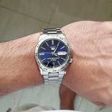 Seiko Men's Mechanical Watch Analog, Blue Dial Silver Stainless Band, SNKD99K