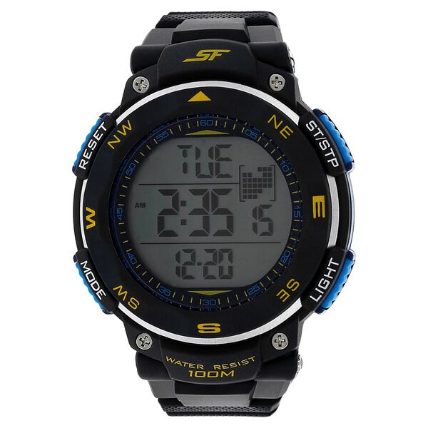 Sonata Men's Digital Watch With Black Plastic Strap, 77011PP03