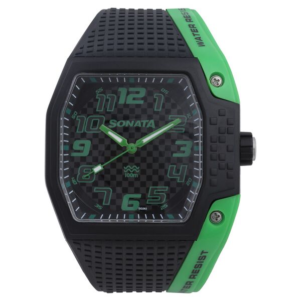 Sonata Men's Digital Watch With Black Plastic Strap, 77012PP03
