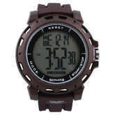 Sonata Men's Digital Watch With Brown Silicone Strap, 77037PP05
