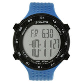 Sonata Men's Digital Watch With Blue Plastic Strap, 77040PP03