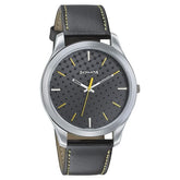 Sonata Men's Watch Analog Black Dial With Black Leather Strap, 77063SL05