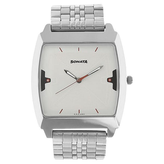Sonata, Men, Analog, Watch, Silver Dial, Stainless steel Strap, 77064SM03