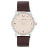 Sonata Men's Watch Analog White Dial With Brown Leather Strap, 77083SL04