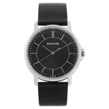 Sonata Men's Watch Analog Black Dial With Black Leather Strap, 77083SL05