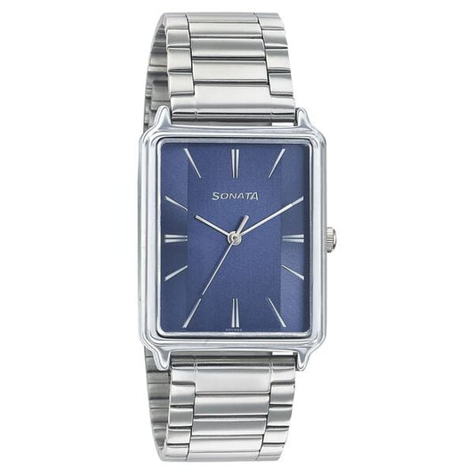 Sonata, Men, Analog, Watch, Blue Dial, Stainless steel Strap, 77084SM03