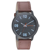 Sonata Men's Watch Analog Grey Dial With Brown Leather Strap, 77085PL01