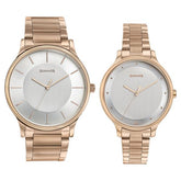 Sonata Couple Watch Analog Silver Dial With With Golden Stainless Steel Band, 77105WM02P