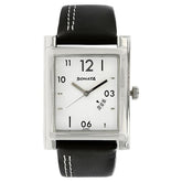 Sonata Men's Watch Analog White Dial With Black Leather Strap, 7925SL07