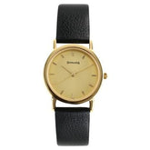 Sonata Men's Watch Analog Champagne Dial With Black Leather Strap, 1141YL08