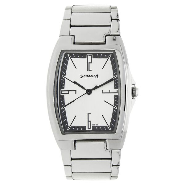 Sonata Men's Watch Analog Silver Dial With Stainless Steel Band, 7998SM02