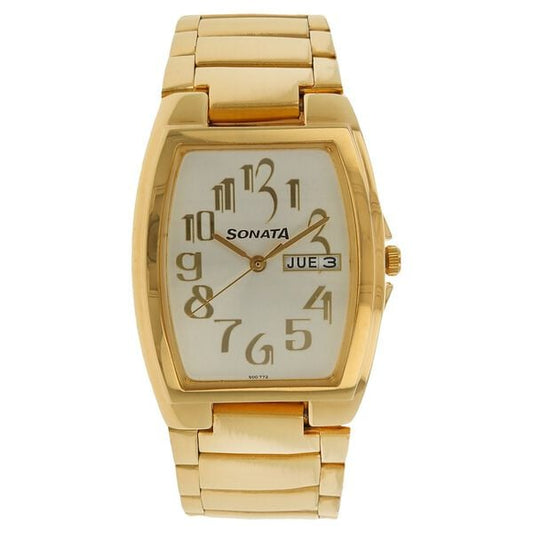 Sonata, Men, Analog, Watch, White Dial, Stainless steel Strap, 7998YM02