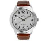 Titan, Men, Analog, Watch, White Dial, Leather Strap, 1585SL07
