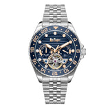 Lee Cooper Men's Automatic Watch Analog Blue Dial with Silver Stainless Steel Band, LC08192.390