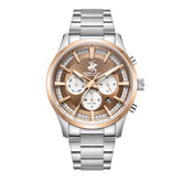 Beverly Hills Polo Club Men's Watch Analog Brown Dial with Silver Stainless Steel Band, BP3779X.510