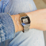 Casio, Women's Watch Digital, Black Dial Silver Stainless Band, LA680WA-1DF
