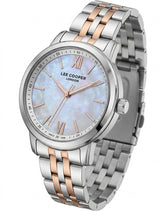 Lee Cooper Women's Analog Watch with White Mother Of Pearl Dial and Silver/Rose Gold Stainless Steel Band, LC08371.520