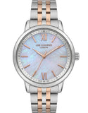 Lee Cooper Women's Analog Watch with White Mother Of Pearl Dial and Silver/Rose Gold Stainless Steel Band, LC08371.520