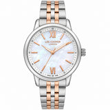 Lee Cooper Women's Analog Watch with White Mother Of Pearl Dial and Silver/Rose Gold Stainless Steel Band, LC08371.520