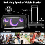 Ikarao Rolling Speaker Bag with 10mm Thick Padding and Folding Hand Truck, IK-X1TRLYBAG