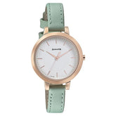 Sonata Women's Watch Analog White Dial With Green Leather Strap, 8141WL02