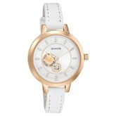 Sonata Women's Watch Analog White Dial With White Leather Strap, 8141WL07