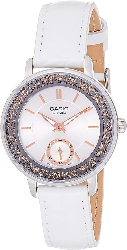 Casio men analog watch, white dial with comfortable strap, model CS-LTP-E408L-7AVDF, Bahrain