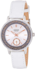 Casio, Women’s Watch Analog, White Dial White Leather Band, LTP-E408L-7AVDF