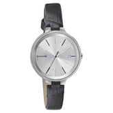 Sonata Women's Watch Analog Silver Dial With Black Leather Strap, 8159SL01