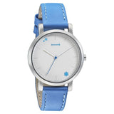 Sonata Women's Watch Analog Silver Dial With Blue Leather Strap, 8164SL01