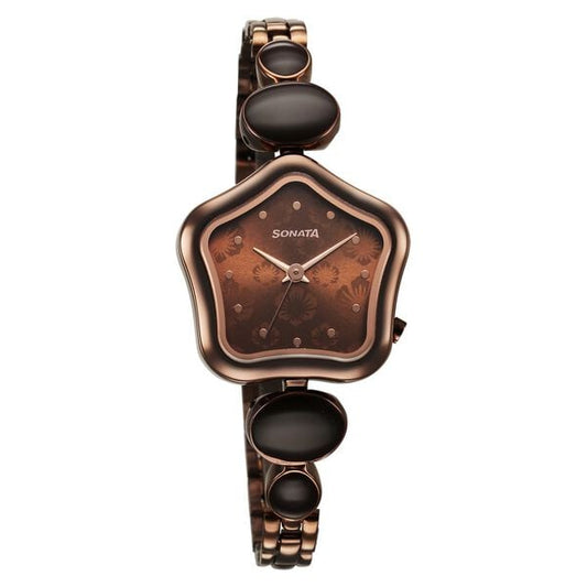 Sonata, Women, Analog, Watch, Brown Dial, Stainless steel Strap, 8185QM01