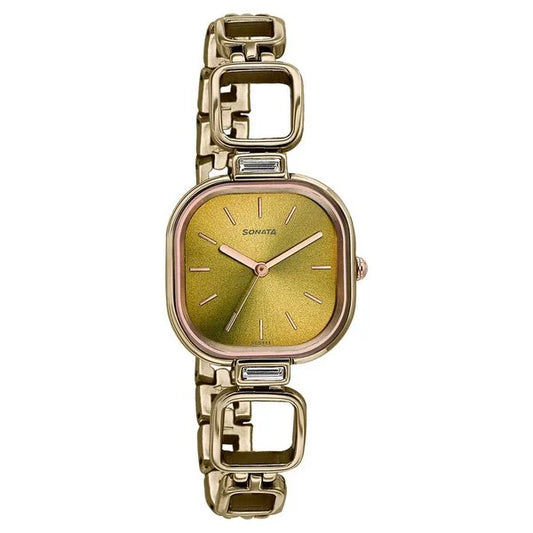 Sonata, Men's, Analog Watch, Green Dial, with Stainless Steel Band, SO-8186KM04