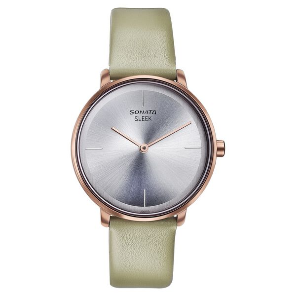 Sonata, Women, Analog, Watch, Silver Dial, Leather Strap, 8191QL01