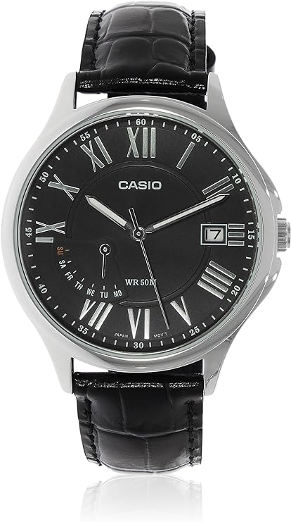 Casio men analog watch, black dial with comfortable strap, model CS-LTP-E116L-1AVDF, Bahrain