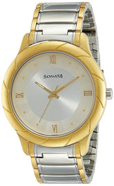 Sonata Men's Watch Analog Silver Dial With Stainless Steel Band, 7125BM01