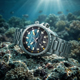 Titan Zero Hour Diver's Series Men's Watch Blue Dial with Silver Stainless Steel Band | 200M Water Resistant, 10068KM01