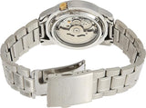 Seiko Men's Mechanical Watch Analog, Gold Dial Silver Stainless Band, SNKK13J